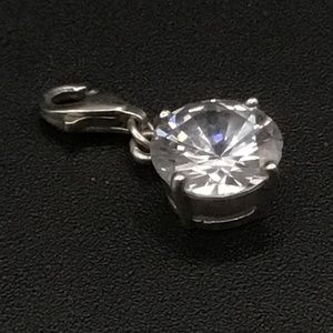 925 Sterling Silver White cubic zirconia Charm Dangle